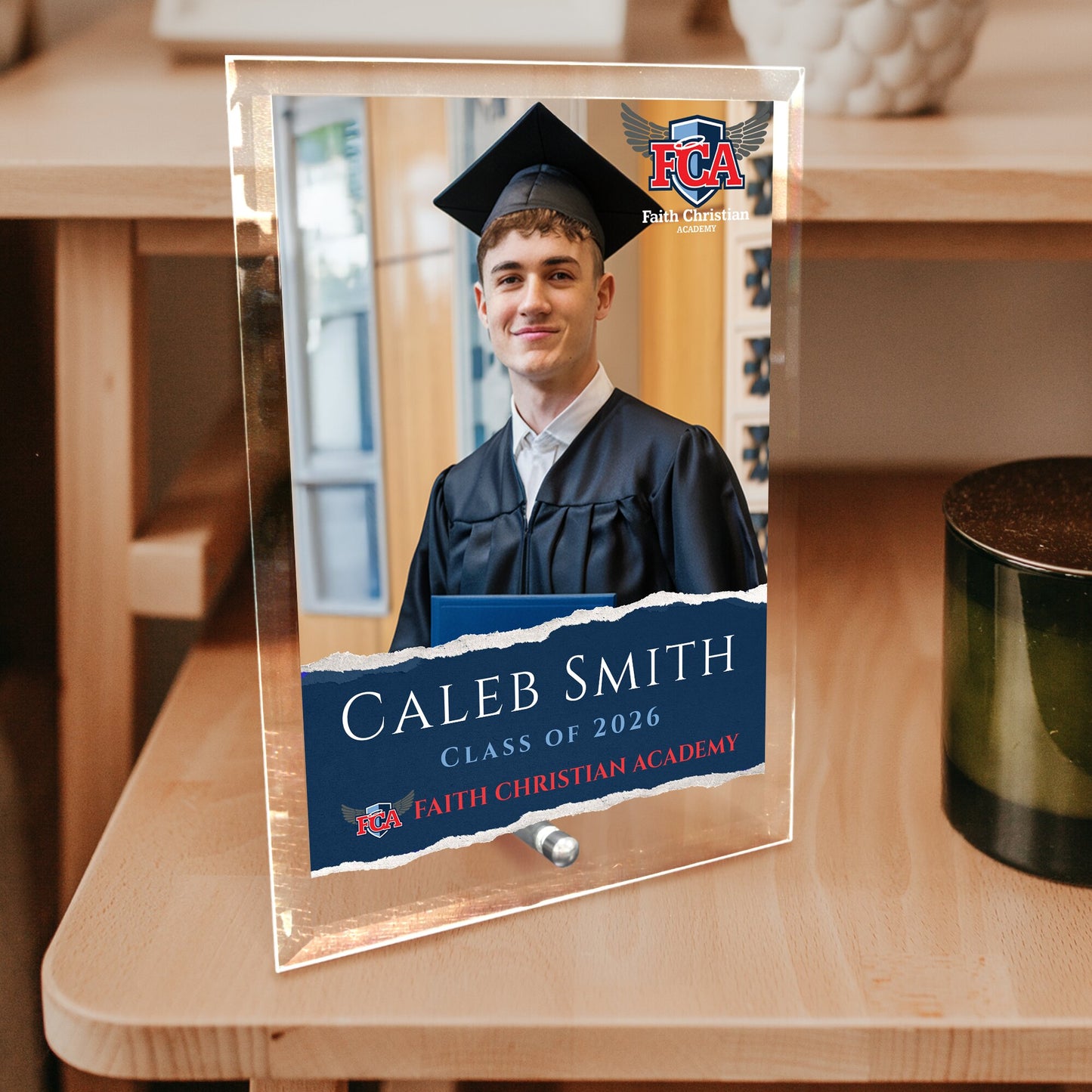 Faith Christian Academy Glass Plaque Design 3