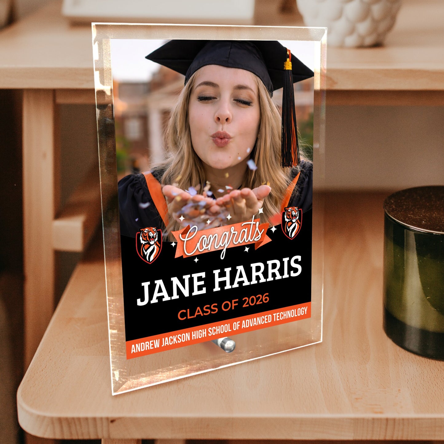 Andrew Jackson High School of Advanced Technology Glass Plaque Design 6