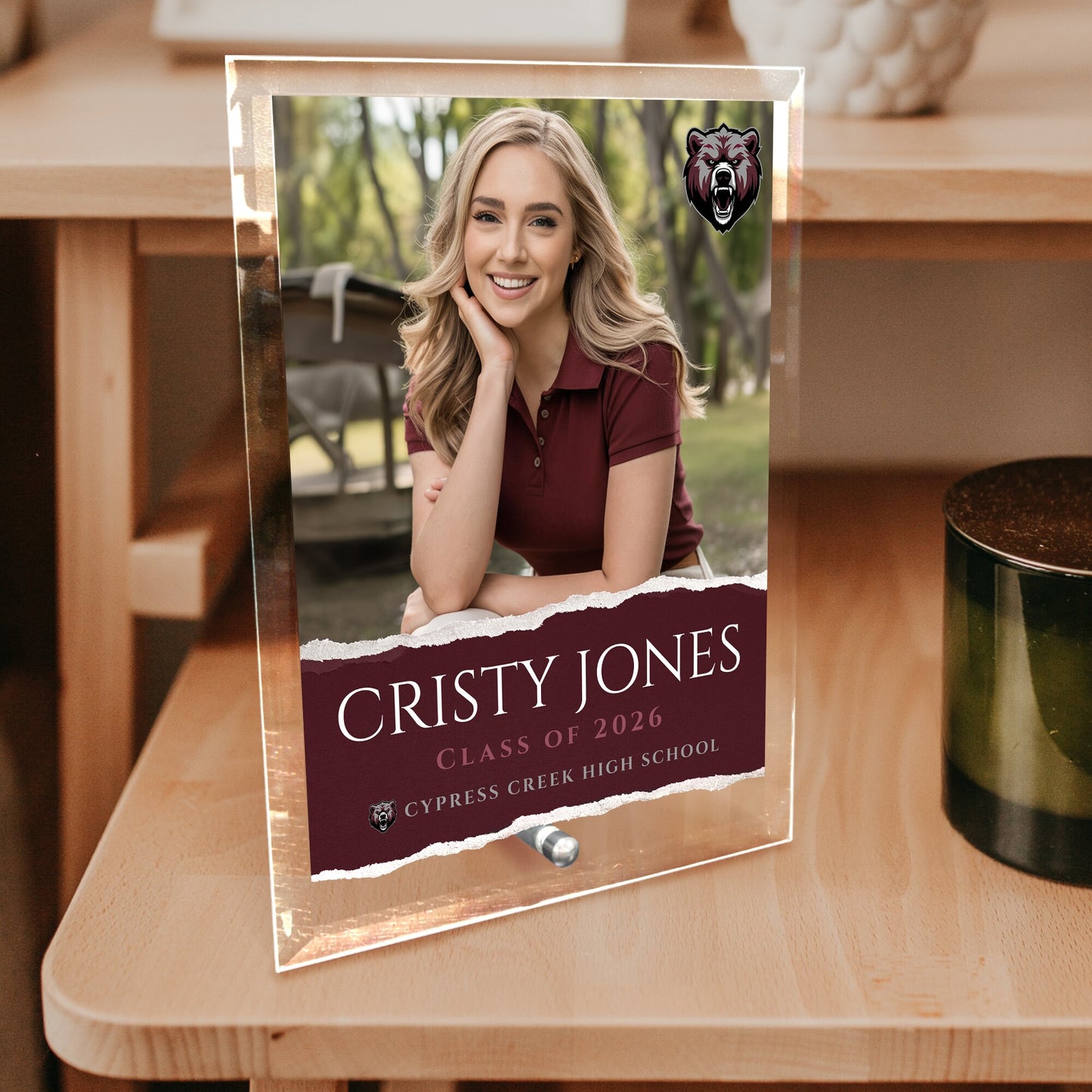 Cypress Creek High School Glass Plaque Design 3