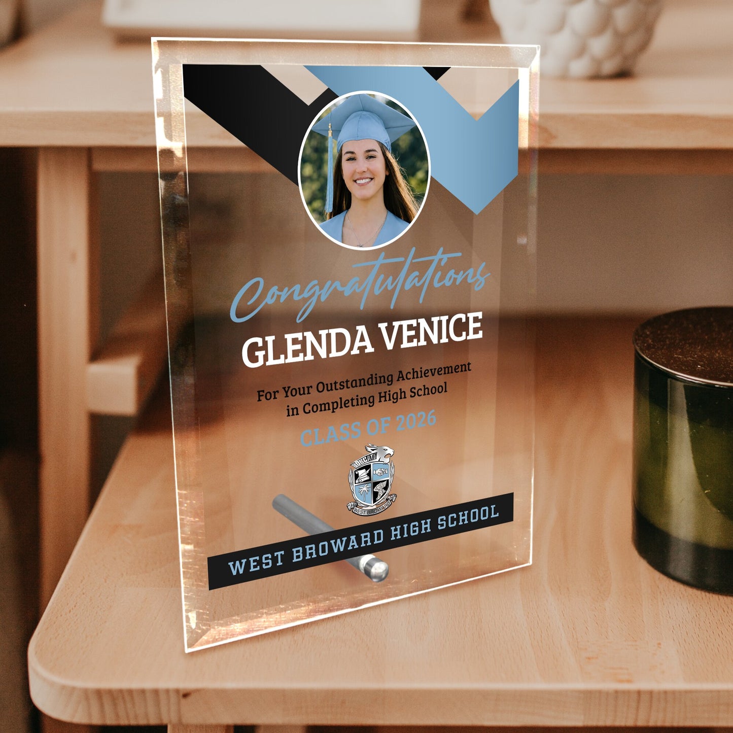 West Broward High School Glass Plaque Design 1