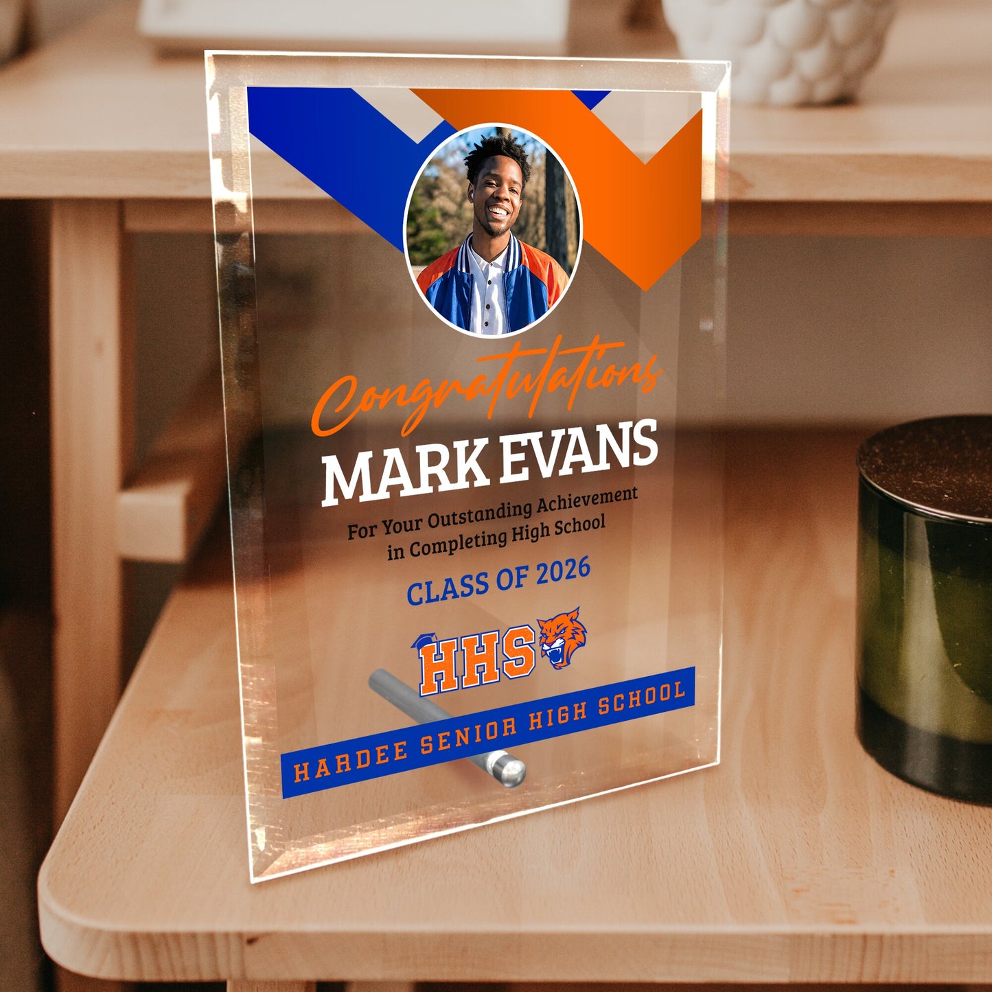 Hardee Senior High School Glass Plaque Design 1