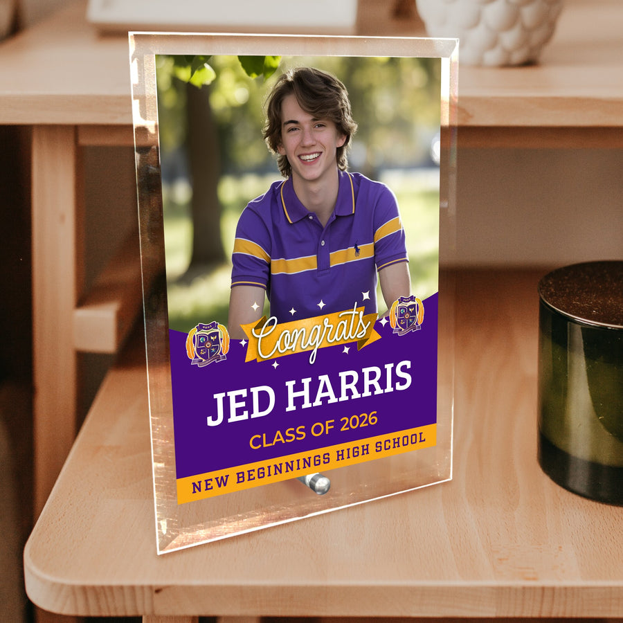 New Beginnings High School Glass Plaque Design 6