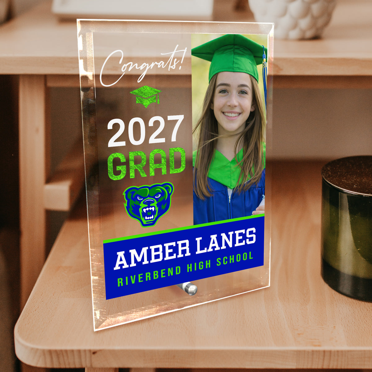 Riverbend High School Glass Plaque Design 4