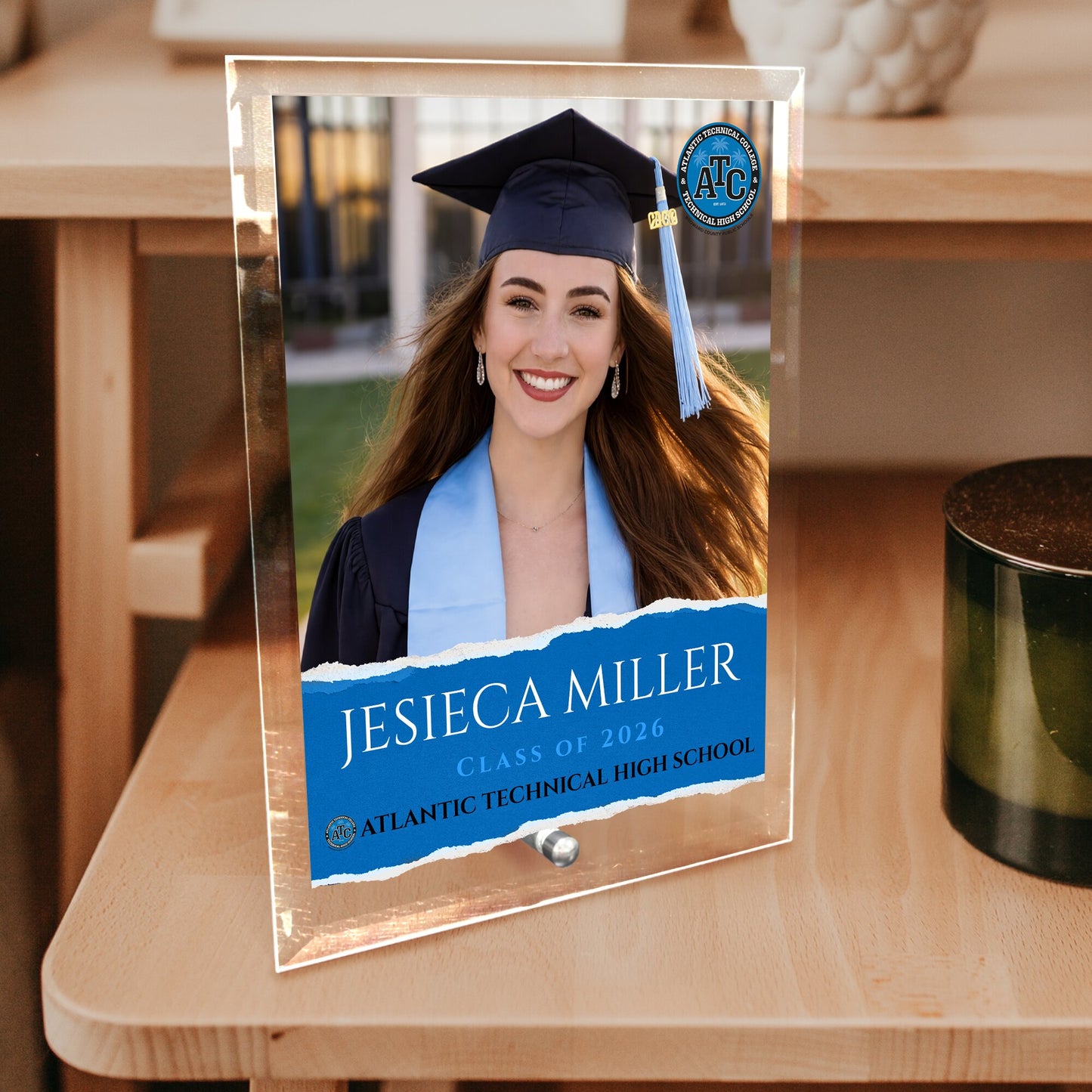 Atlantic Technical High School Glass Plaque Design 3