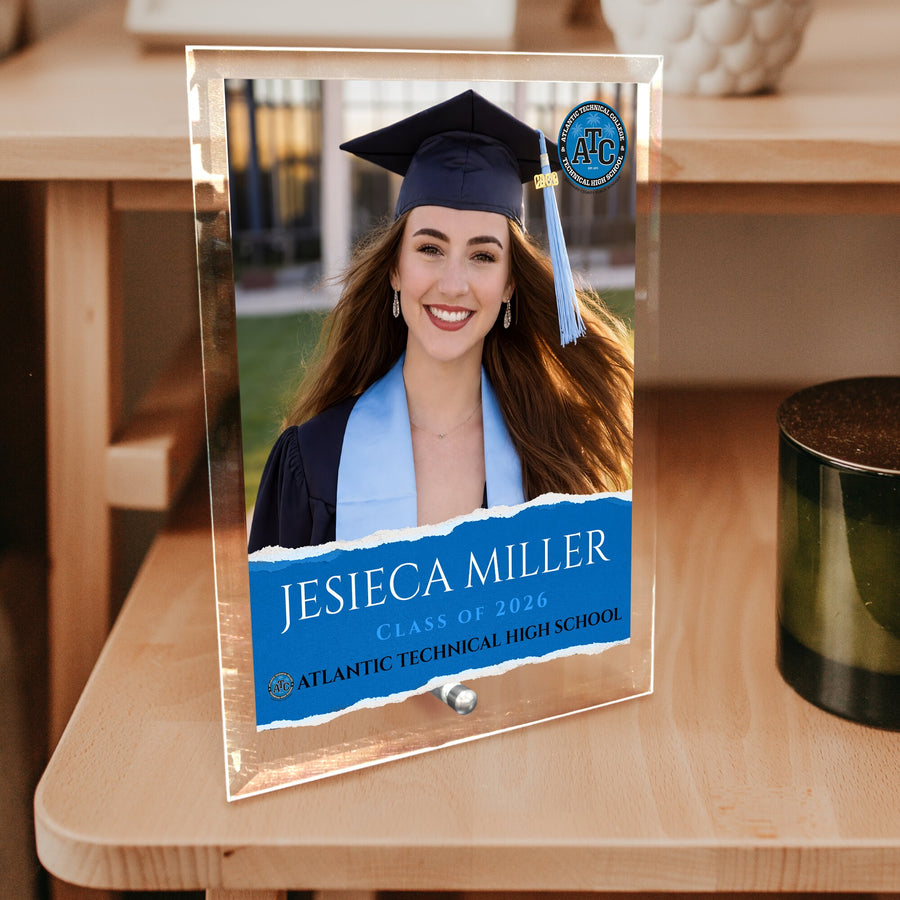 Atlantic Technical High School Glass Plaque Design 3