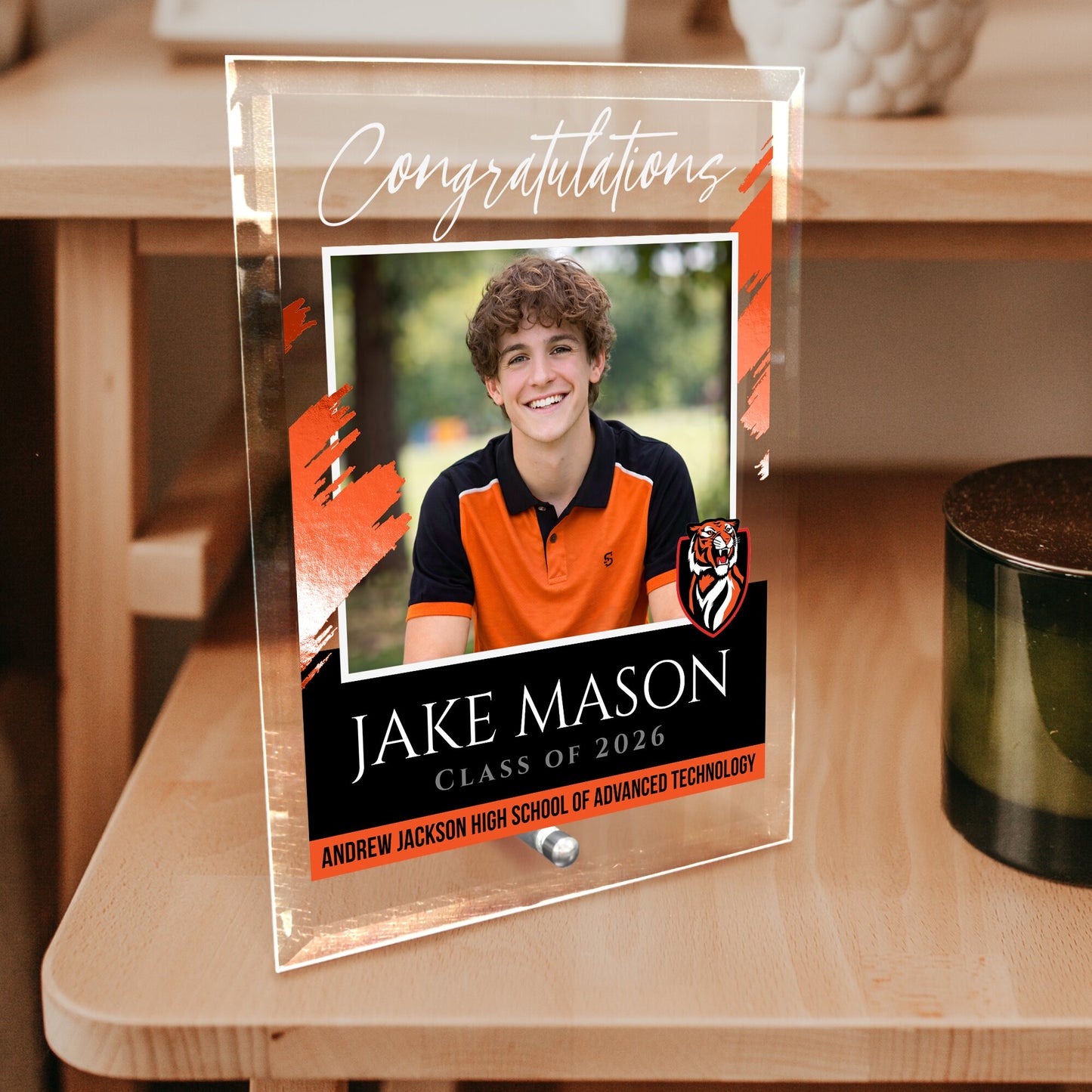 Andrew Jackson High School of Advanced Technology Glass Plaque Design 5