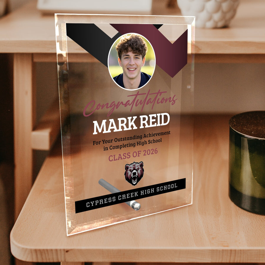 Cypress Creek High School Glass Plaque Design 1