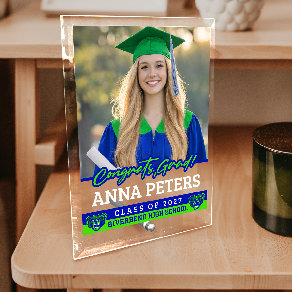 Riverbend High School Glass Plaque Design 2