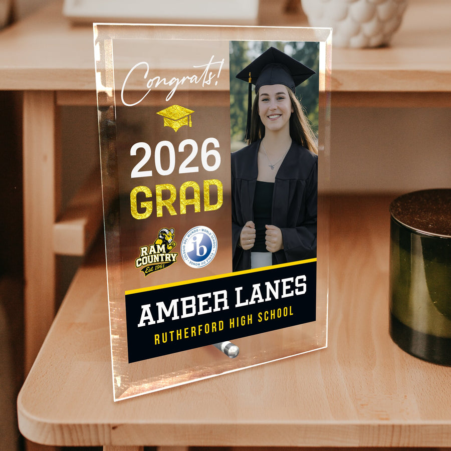 Rutherford High School Glass Plaque Design 4