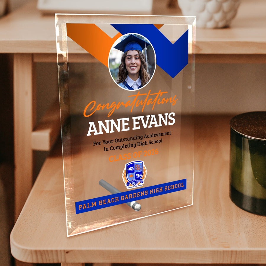 Palm Beach Gardens High School Glass Plaque Design 1