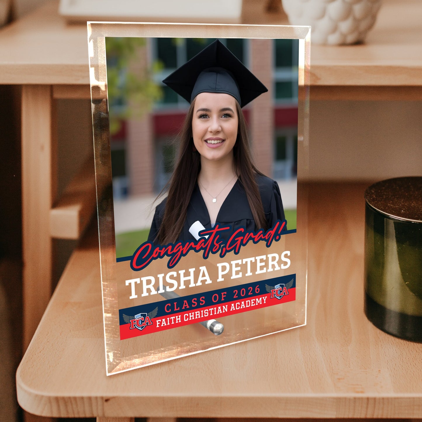 Faith Christian Academy Glass Plaque Design 2
