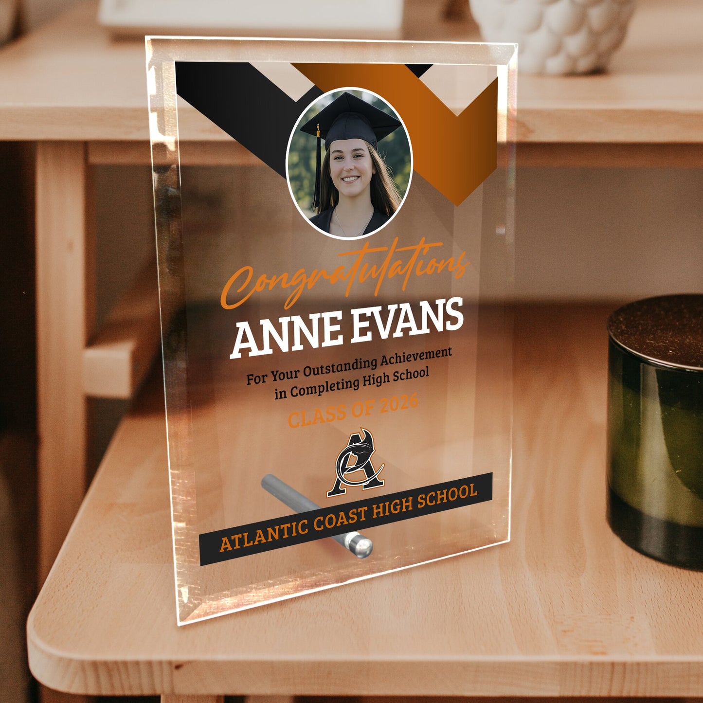 Atlantic Coast High School Glass Plaque Design 1