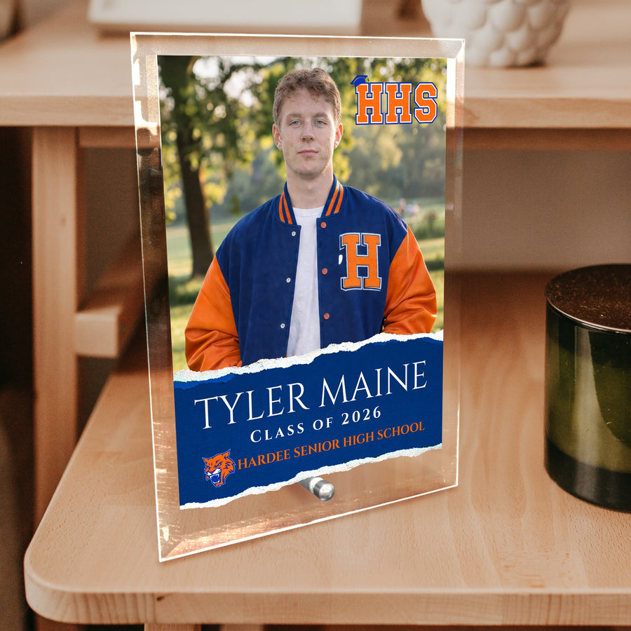 Hardee Senior High School Glass Plaque Design 3