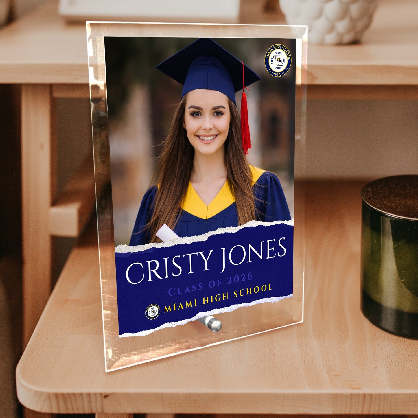 Miami High School Glass Plaque Design 3