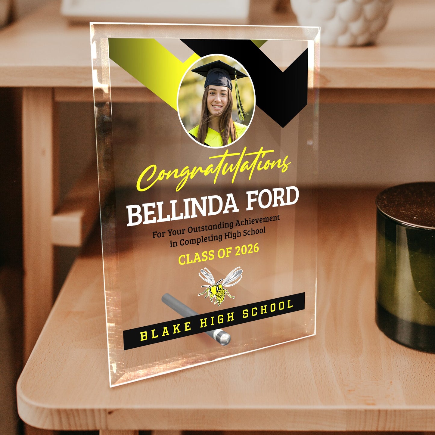 Blake High School Glass Plaque Design 1