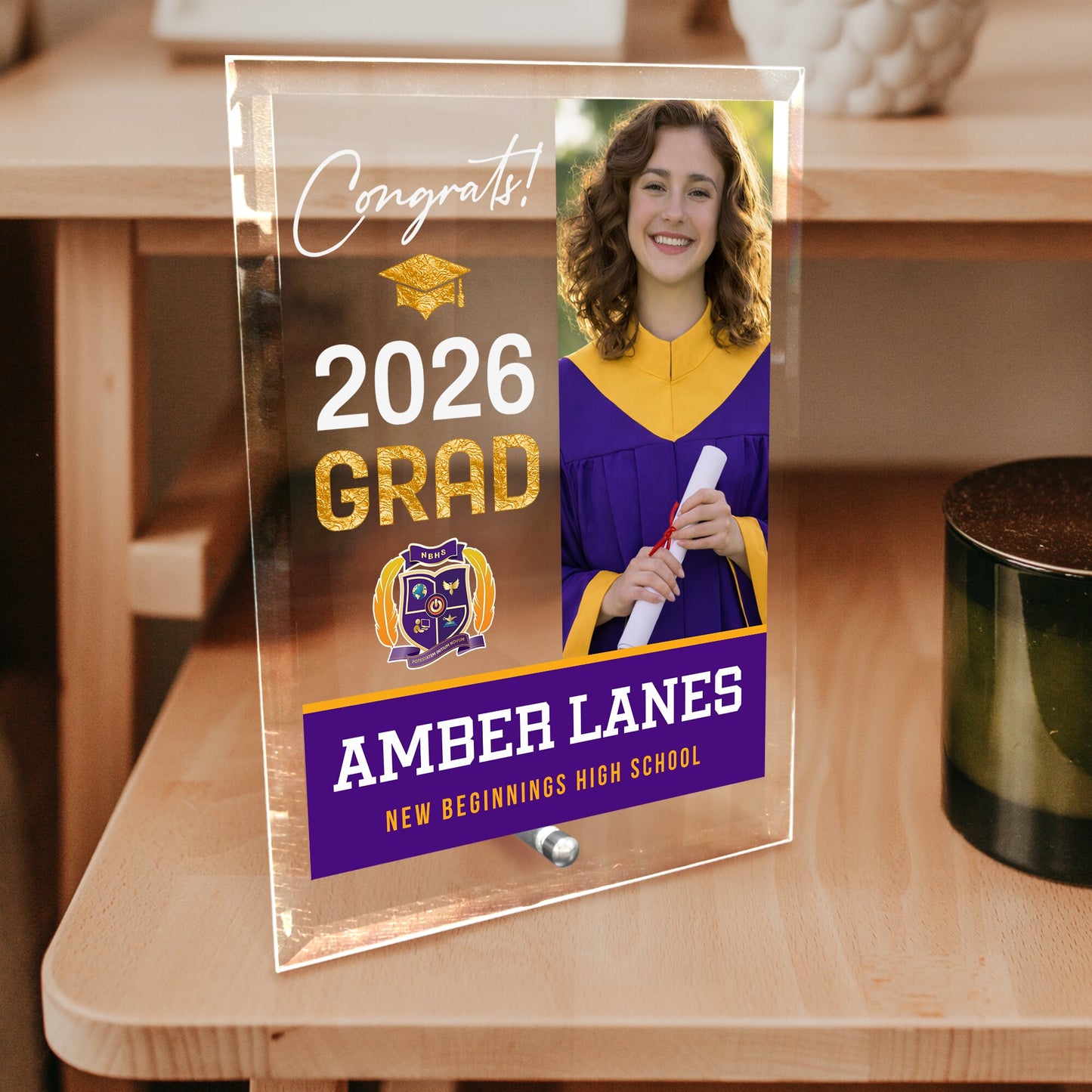 New Beginnings High School Glass Plaque Design 4