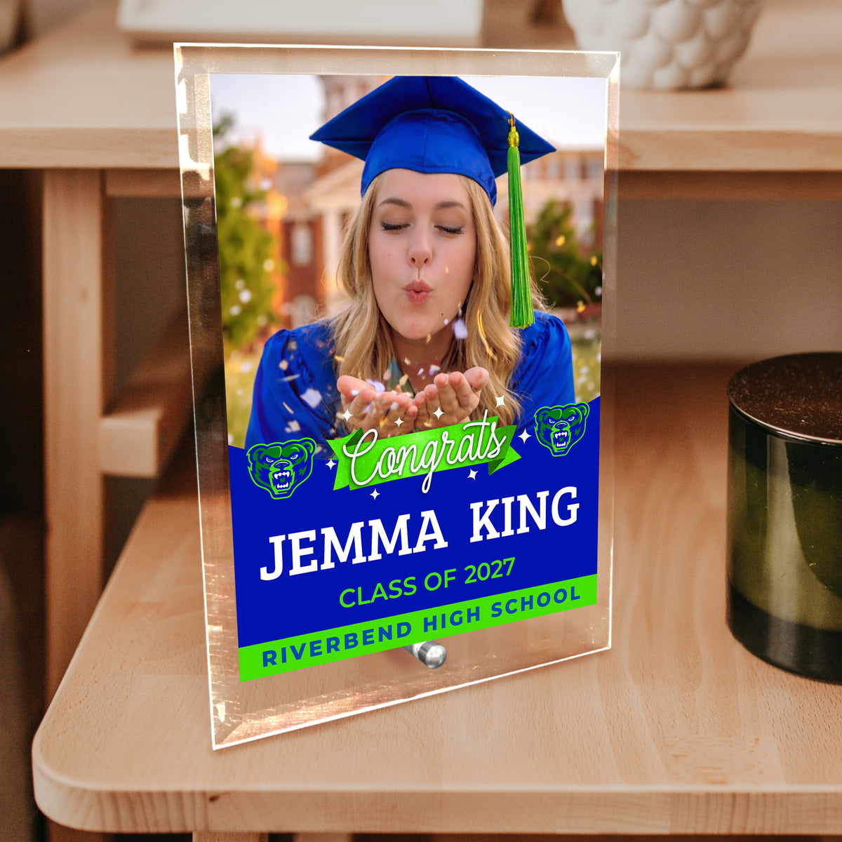 Riverbend High School Glass Plaque Design 6