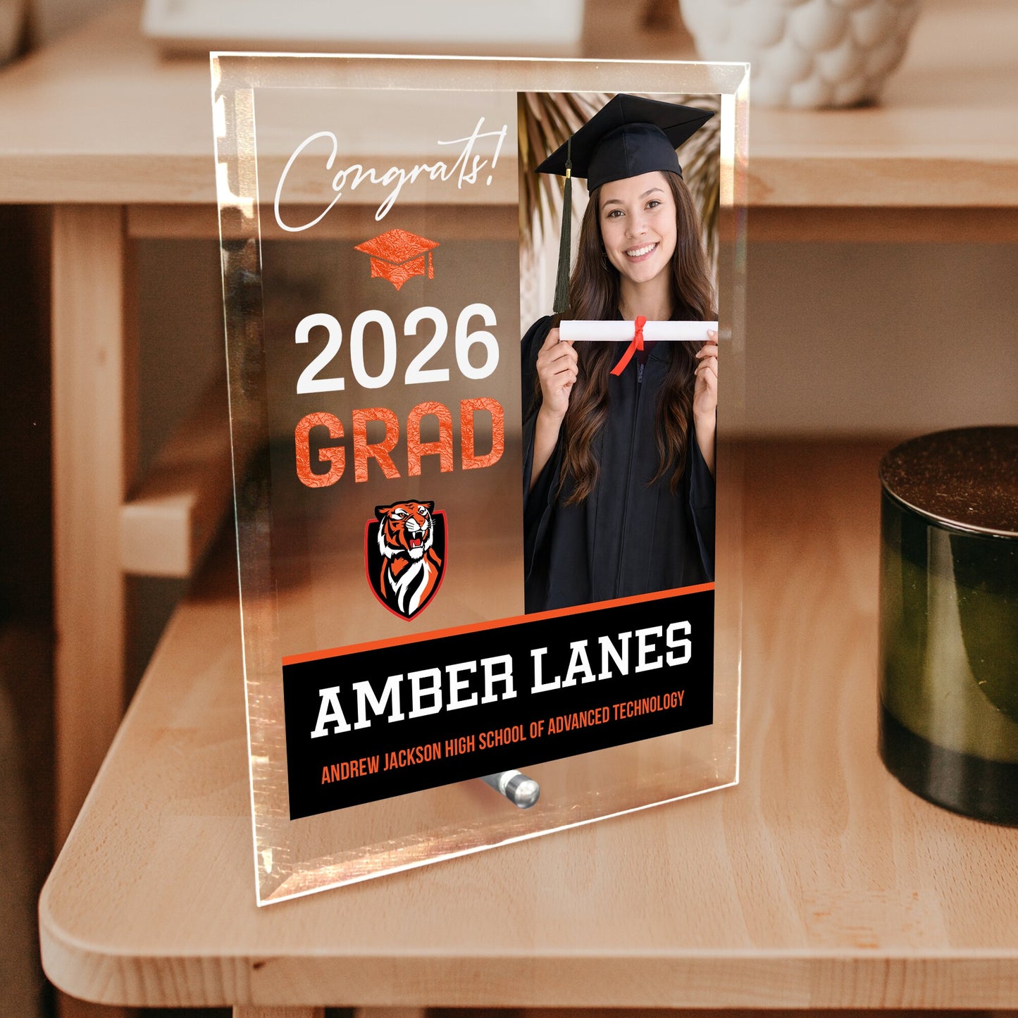 Andrew Jackson High School of Advanced Technology Glass Plaque Design 4
