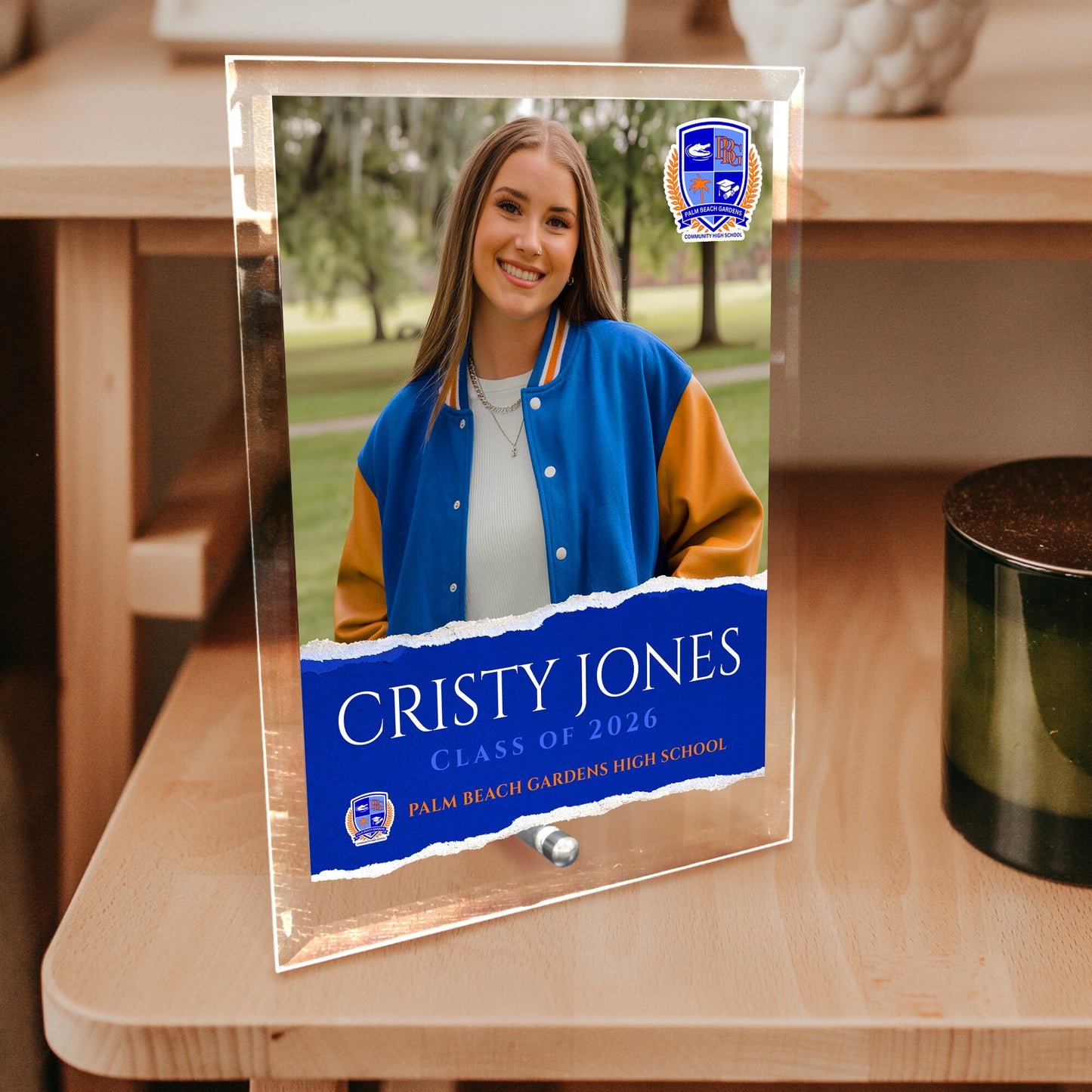 Palm Beach Gardens High School Glass Plaque Design 3