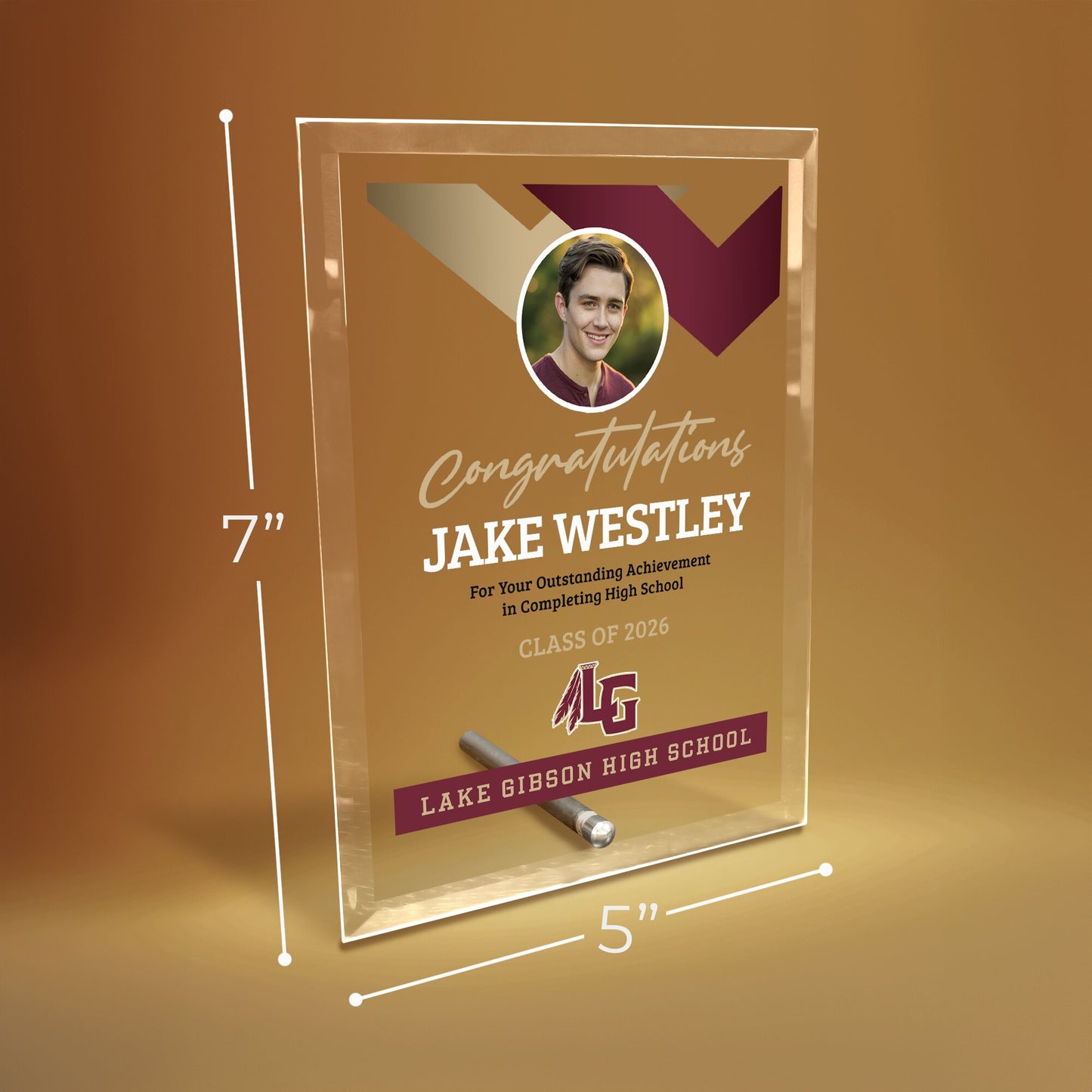Lake Gibson High School Glass Plaque Design 1