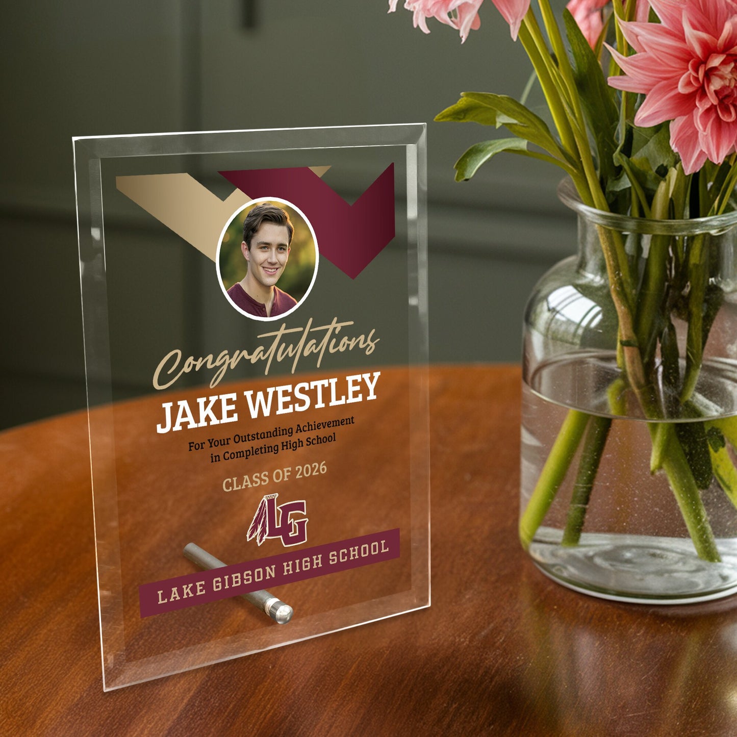 Lake Gibson High School Glass Plaque Design 1
