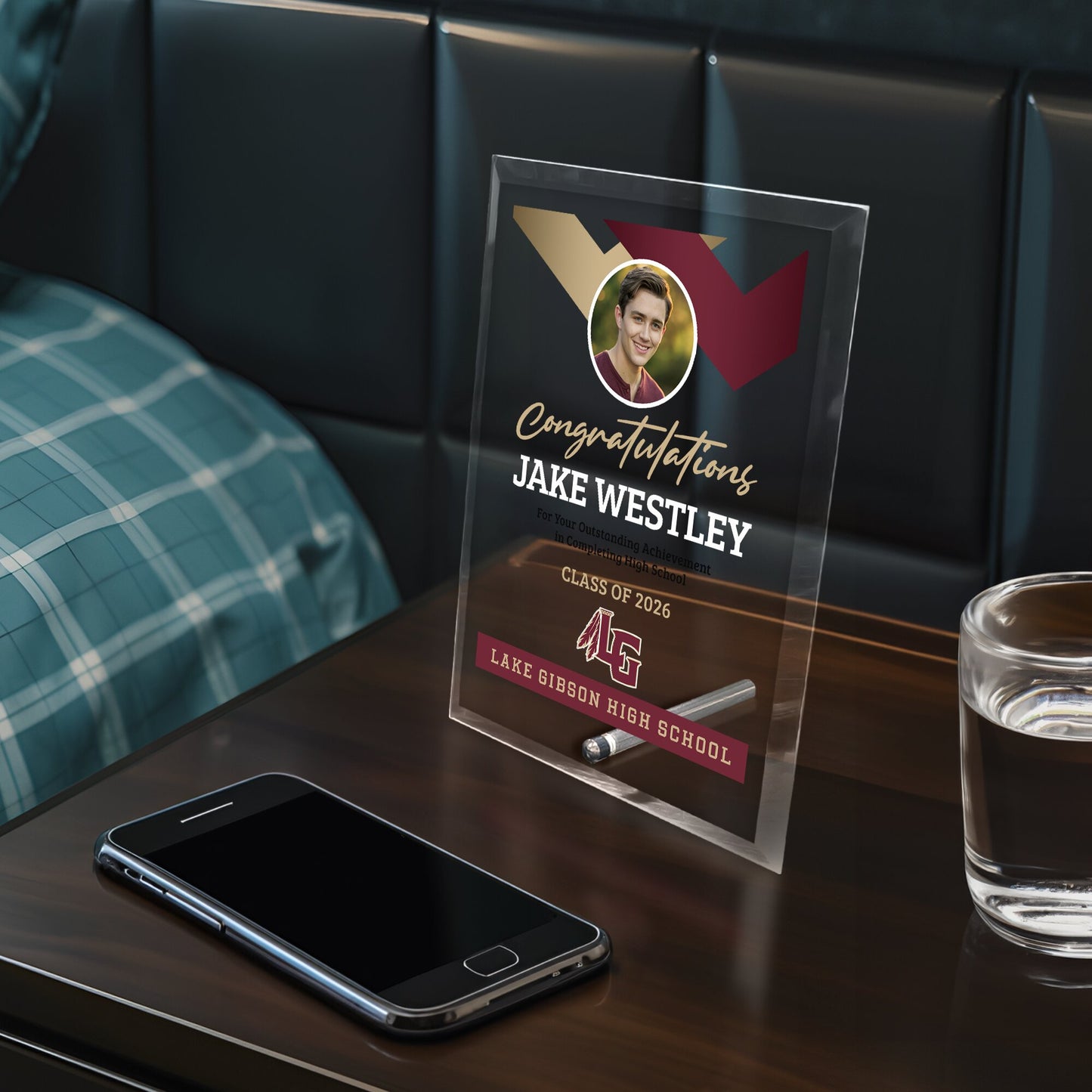 Lake Gibson High School Glass Plaque Design 1