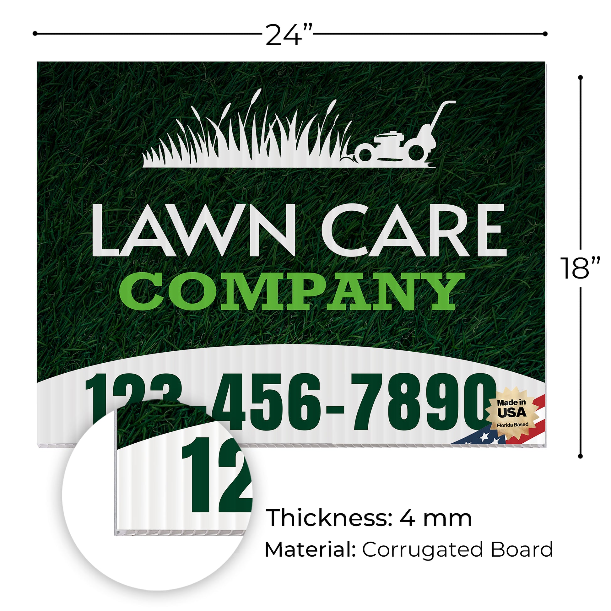 Lawn Care Services Yard Sign Design 1 -  BFS-LC-24x18-DS-D1-BFS-LC-24x18-SS-D1