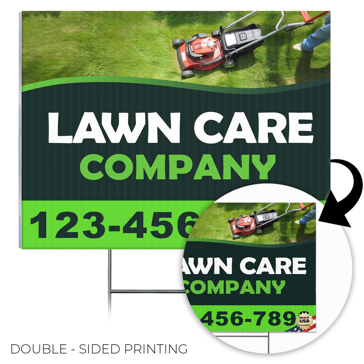 Lawn Care Services Yard Sign Design 2 -  BFS-LC-24x18-DS-D2-BFS-LC-24x18-SS-D2