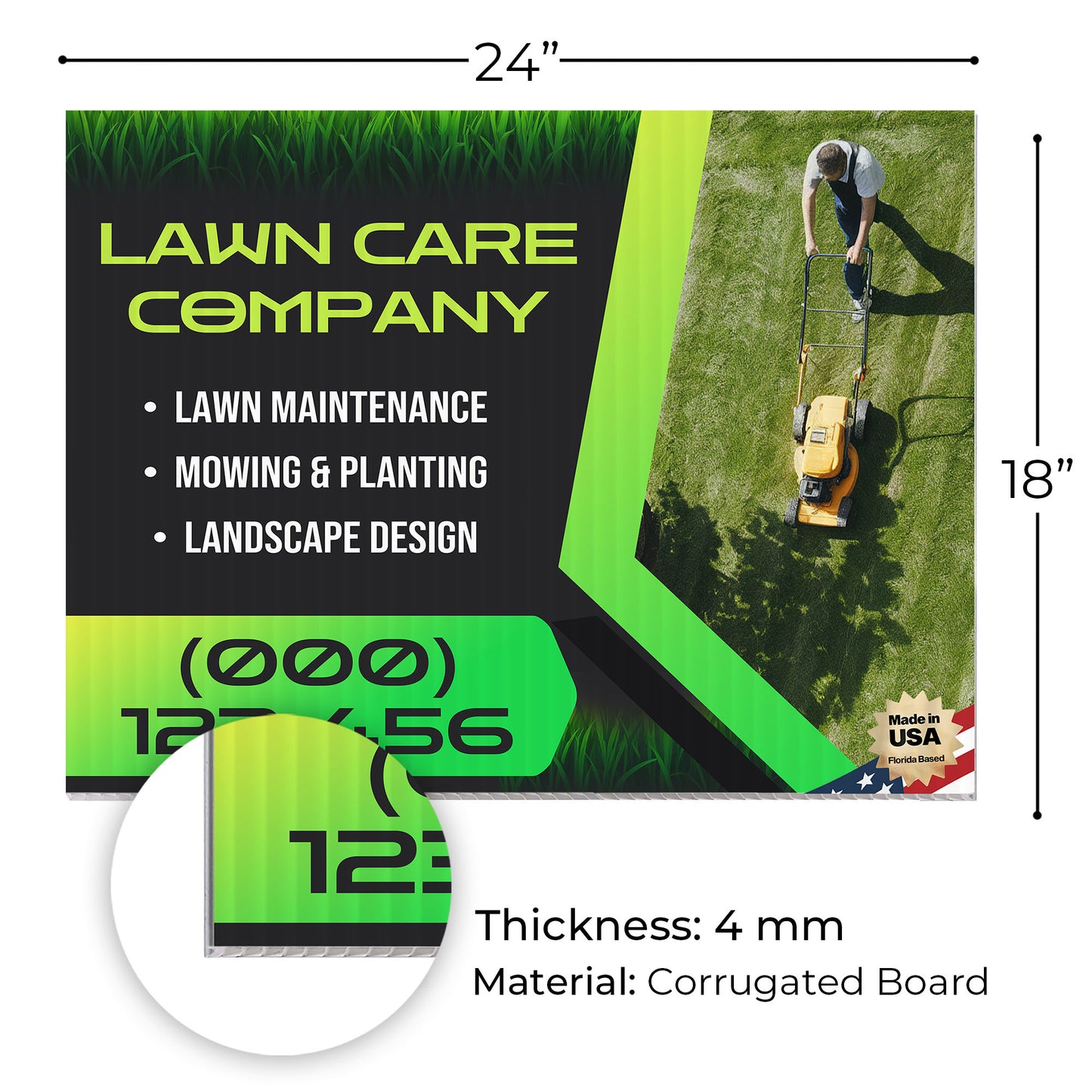 Lawn Care Services Yard Sign Design 4 -  BFS-LC-24x18-DS-D4-BFS-LC-24x18-SS-D4