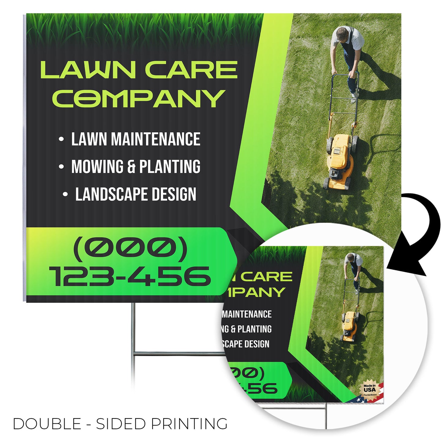 Lawn Care Services Yard Sign Design 4 -  BFS-LC-24x18-DS-D4-BFS-LC-24x18-SS-D4
