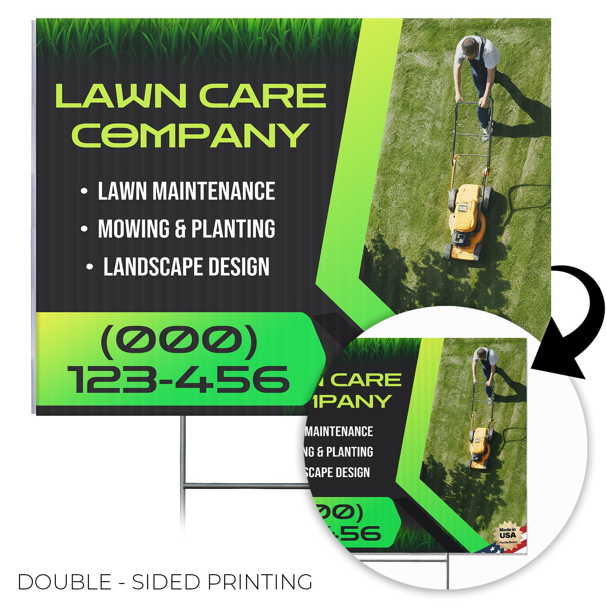 Lawn Care Services Yard Sign Design 4 -  BFS-LC-24x18-DS-D4-BFS-LC-24x18-SS-D4