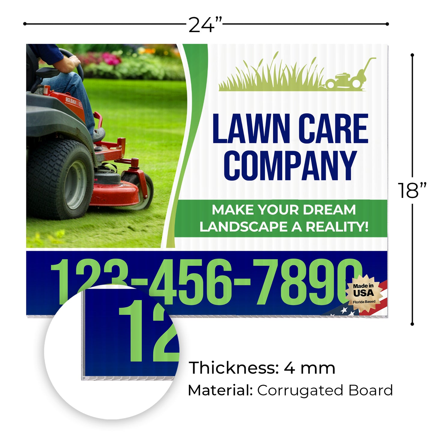 Lawn Care Services Yard Sign Design 5 -  BFS-LC-24x18-DS-D5-BFS-LC-24x18-SS-D5