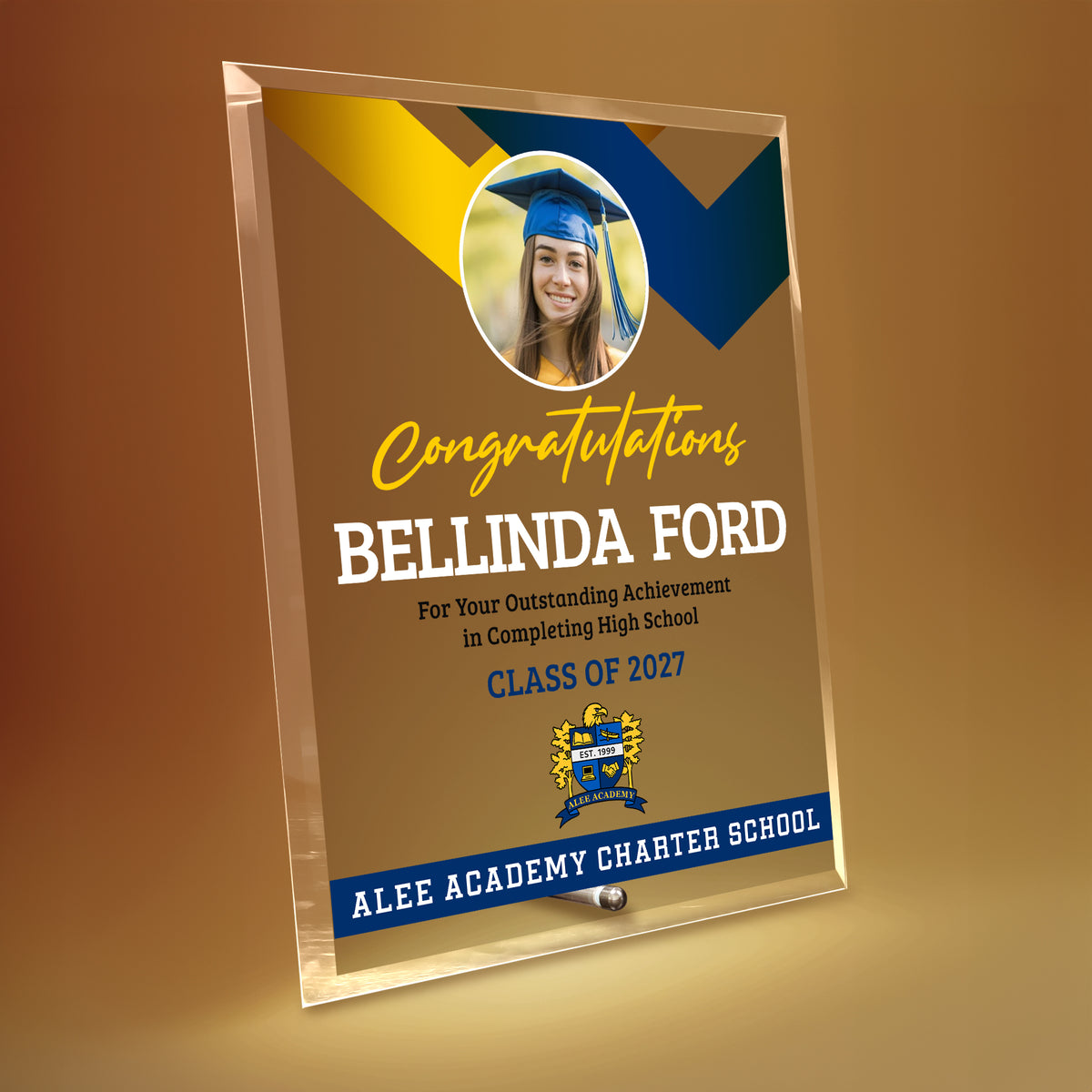 Alee Academy Charter School Glass Plaque Design 1