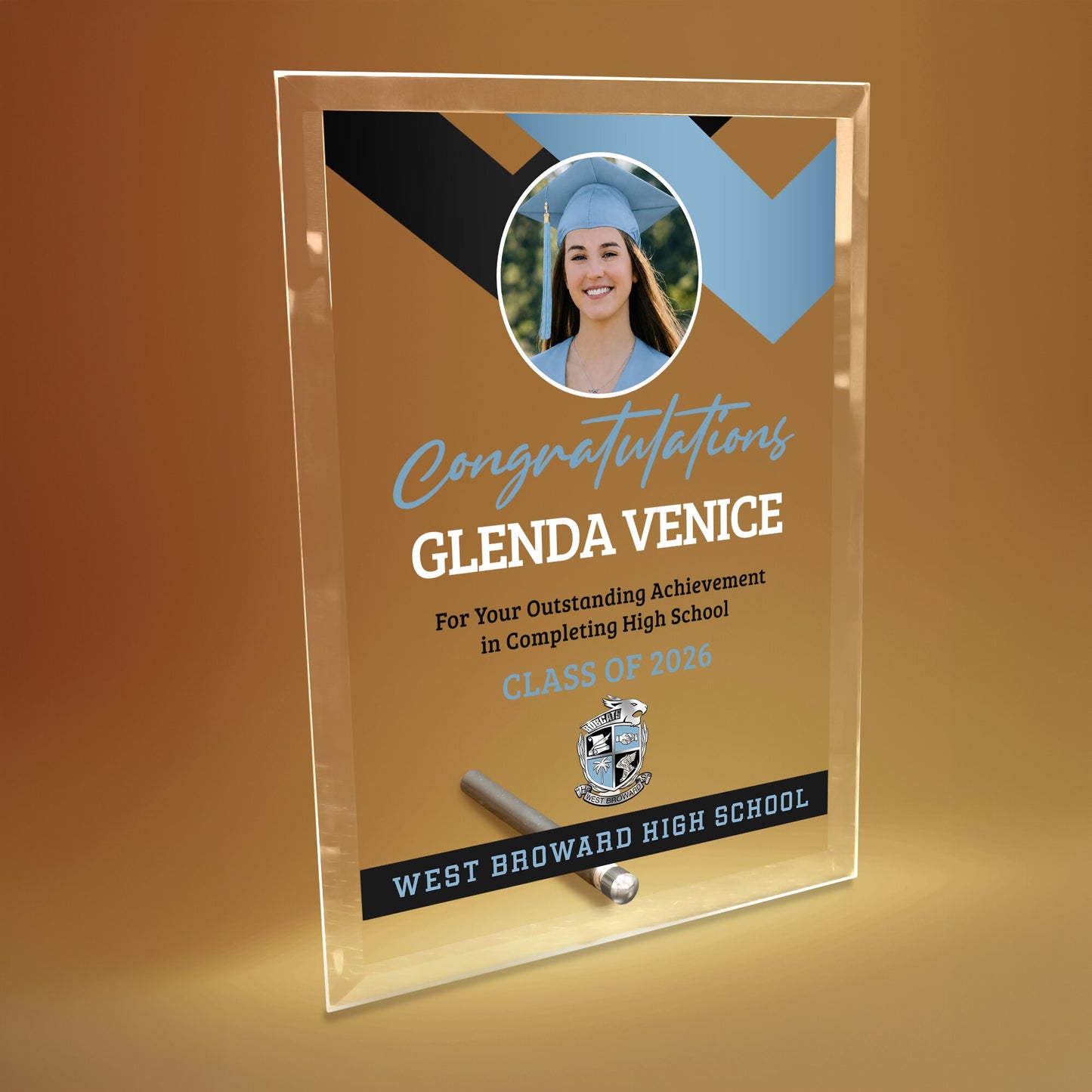 West Broward High School Glass Plaque Design 1