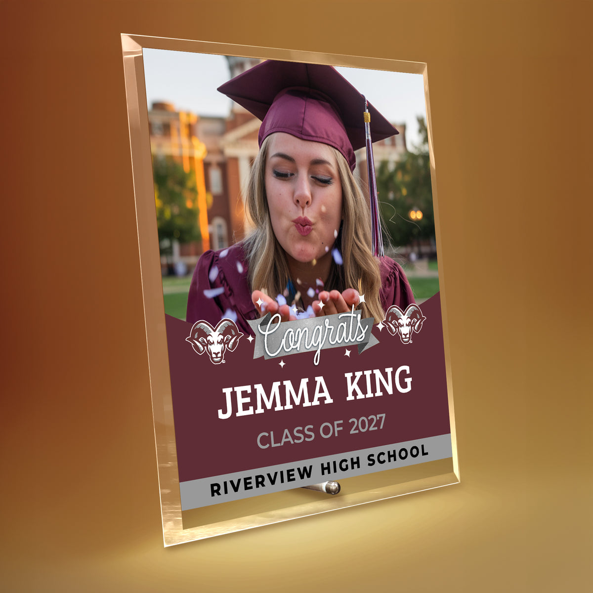 Riverview High School Glass Plaque Design 6