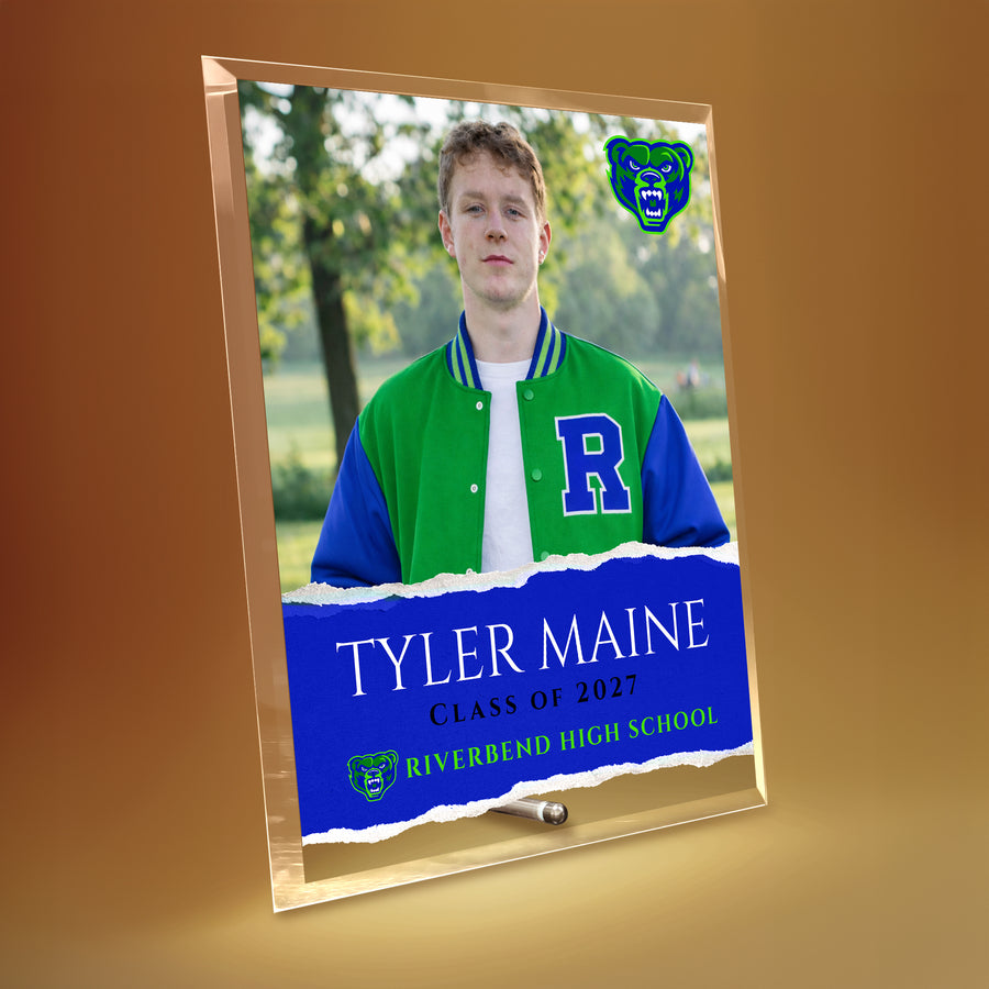 Riverbend High School Glass Plaque Design 3
