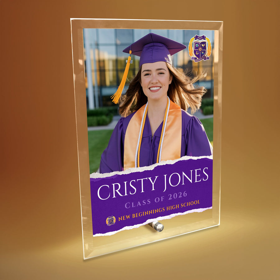 New Beginnings High School Glass Plaque Design 3