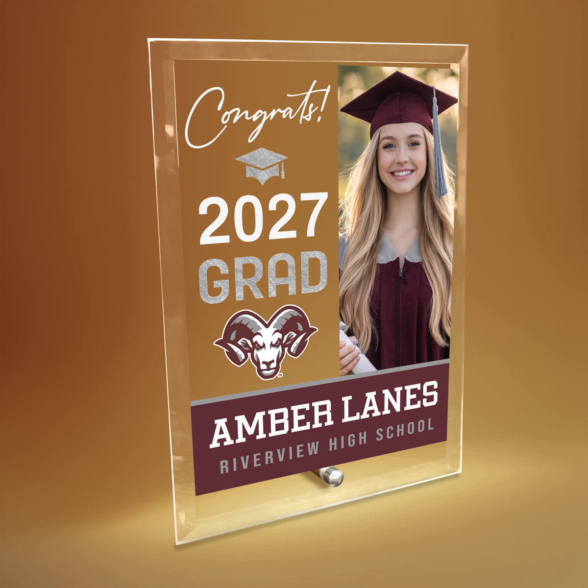 Riverview High School Glass Plaque Design 4