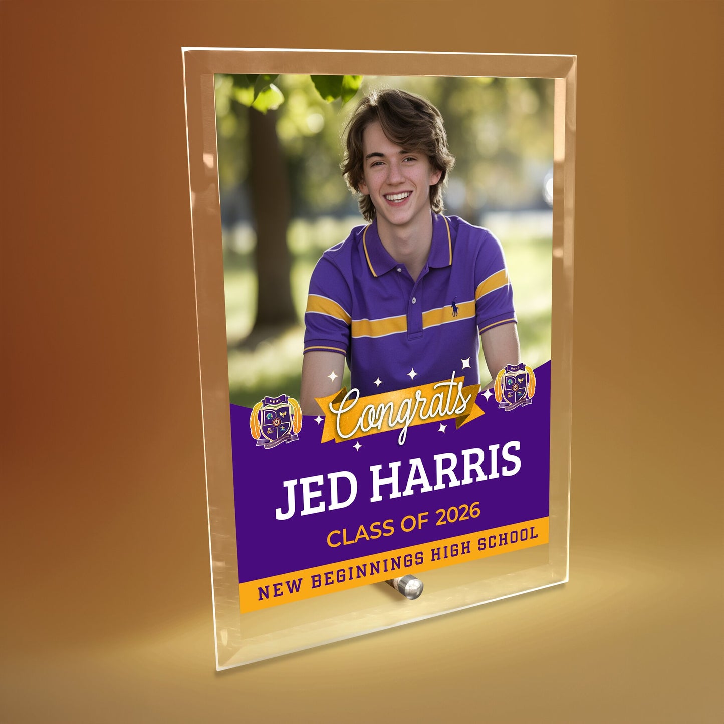 New Beginnings High School Glass Plaque Design 6