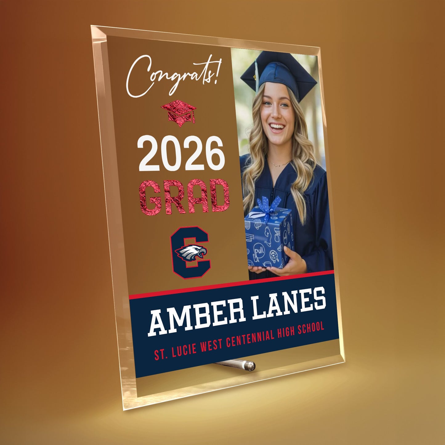 St. Lucie West Centennial High School Glass Plaque Design 4