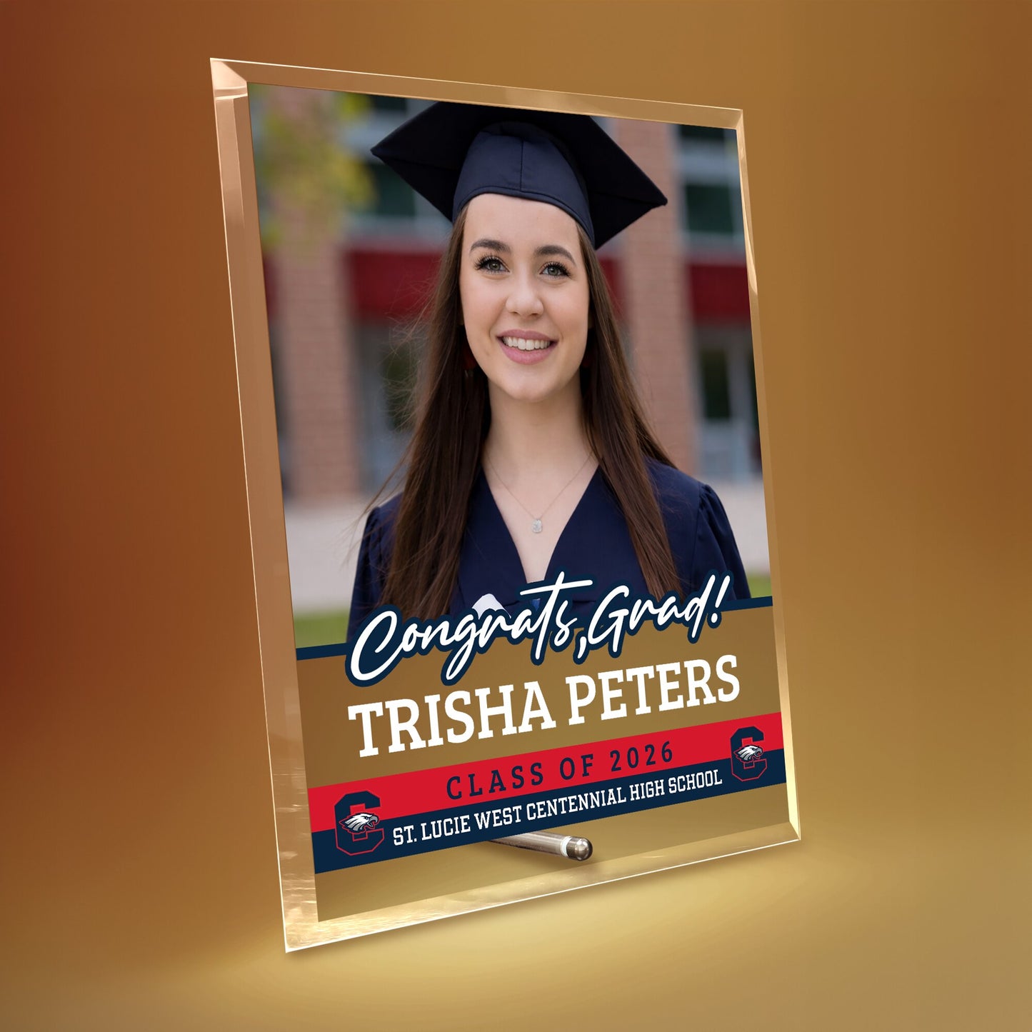 St. Lucie West Centennial High School Glass Plaque Design 2
