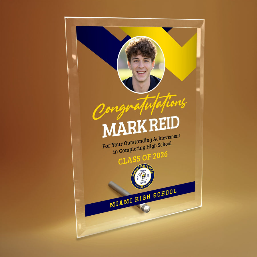 Miami High School Glass Plaque Design 1
