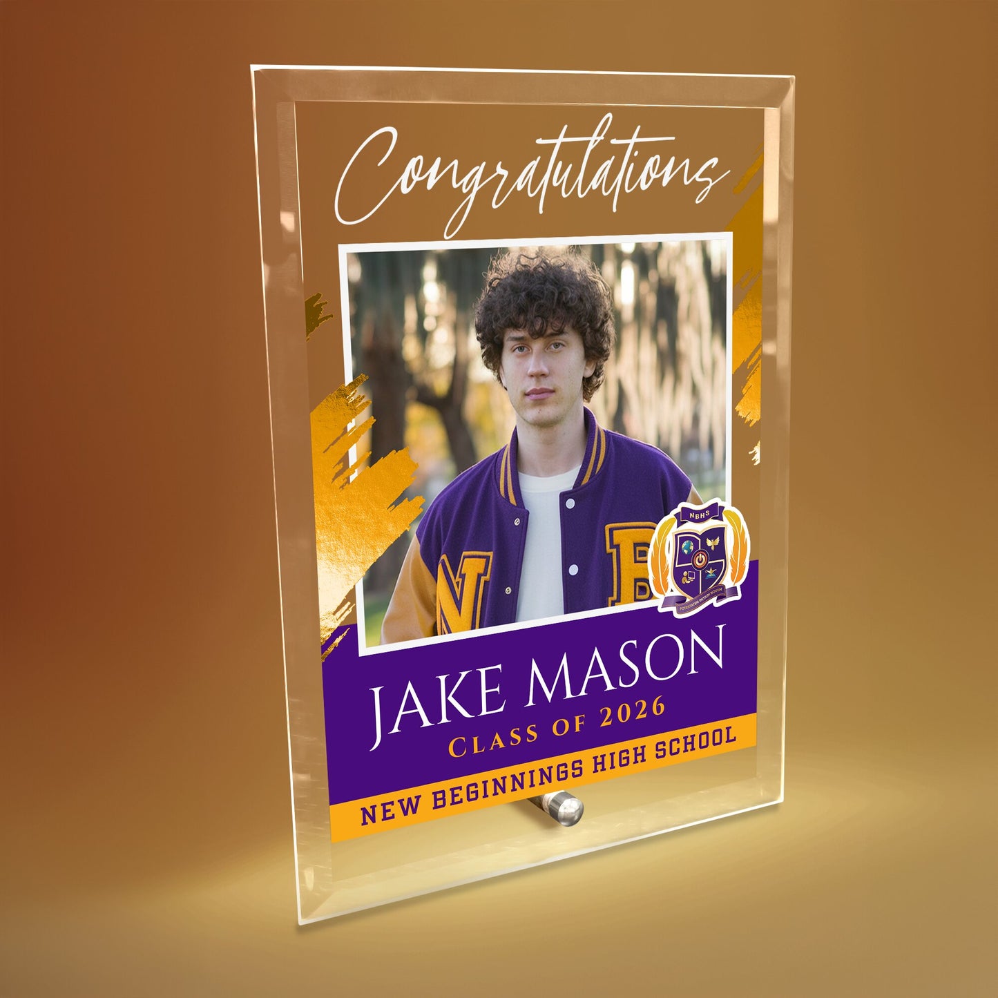 New Beginnings High School Glass Plaque Design 5