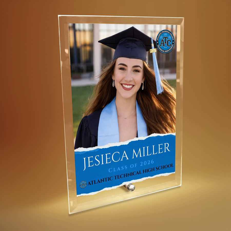 Atlantic Technical High School Glass Plaque Design 3