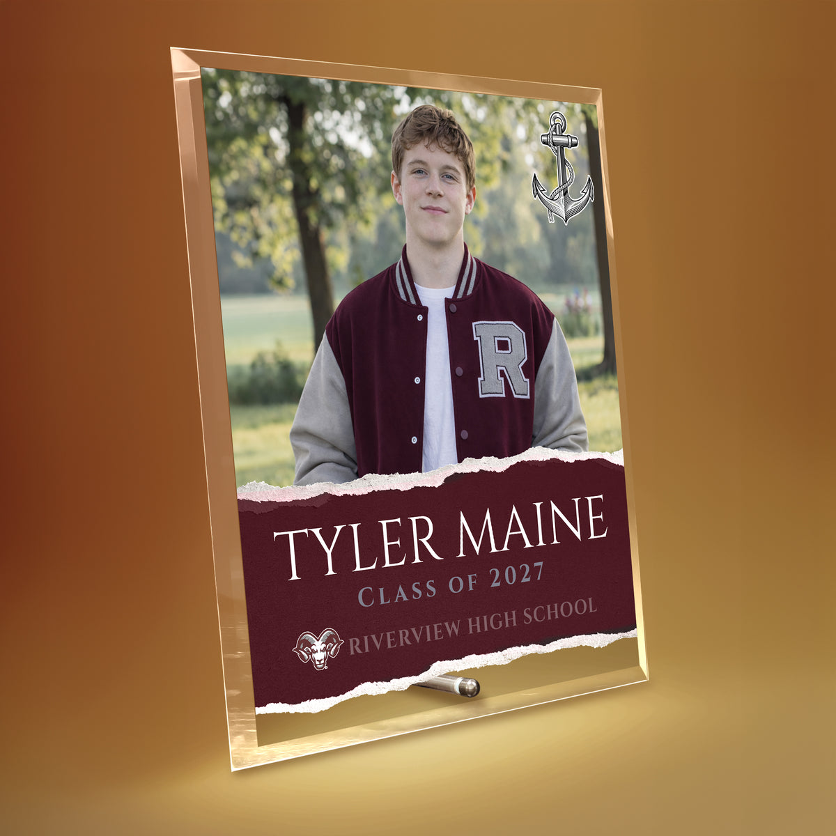 Riverview High School Glass Plaque Design 3