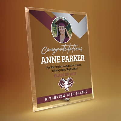Riverview High School Glass Plaque Design 1