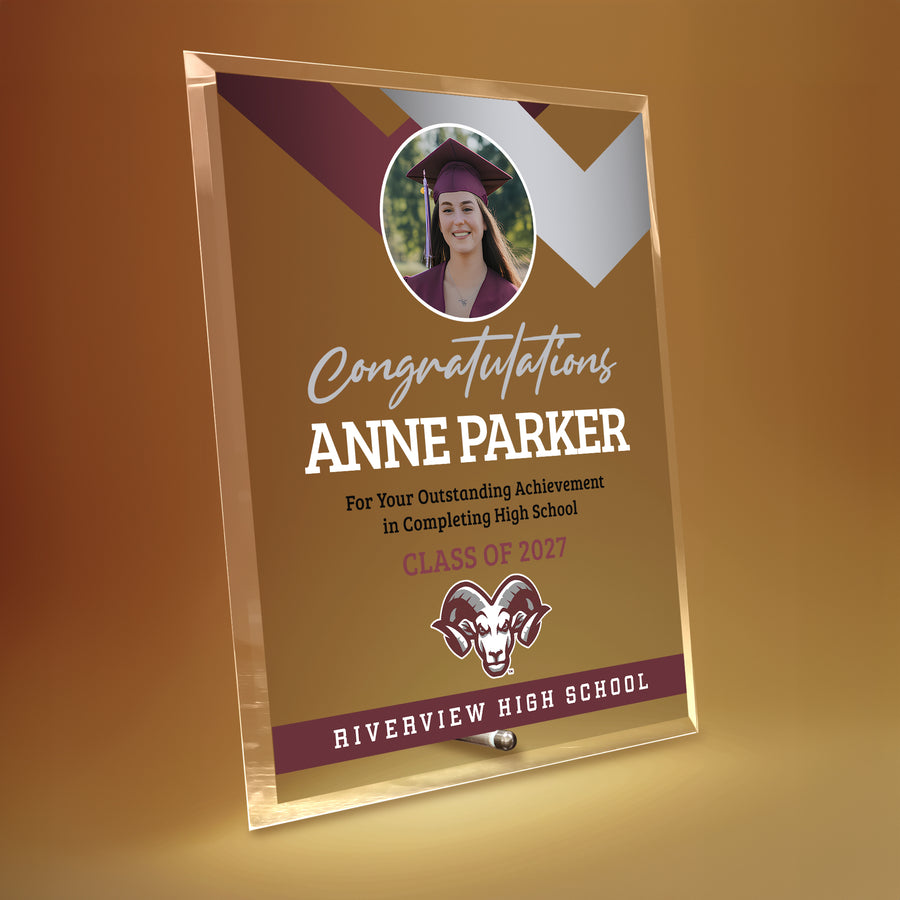 Riverview High School Glass Plaque Design 1