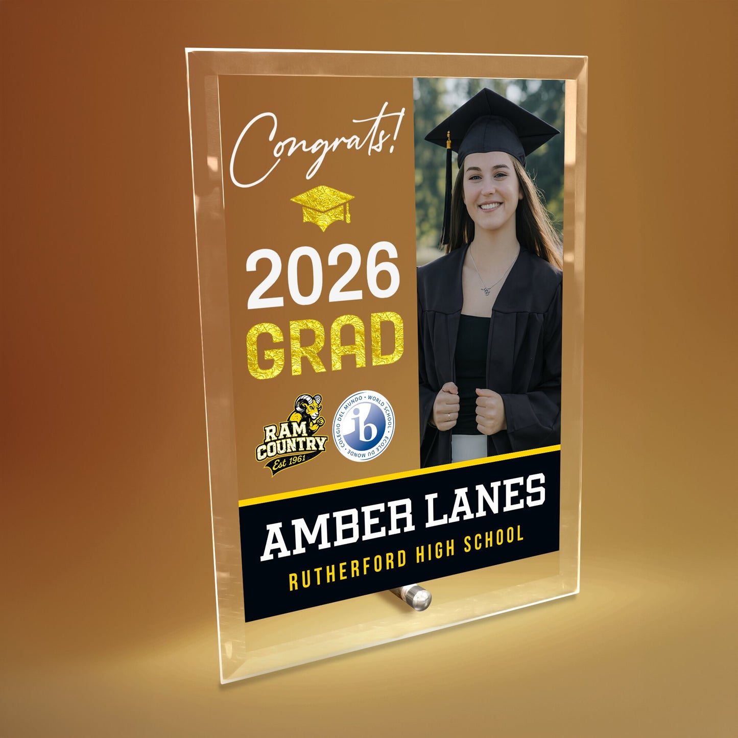 Rutherford High School Glass Plaque Design 4