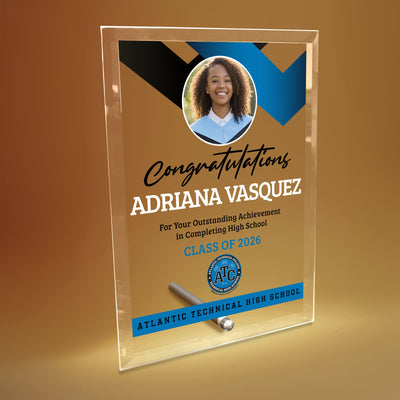 Atlantic Technical High School Glass Plaque Design 1