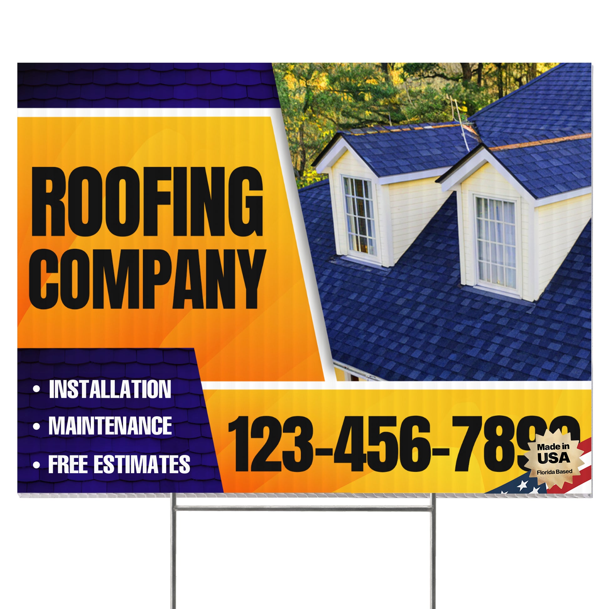 Roofing Services Yard Sign Design 5 -  BFS-RS-24x18-DS-D5-BFS-RS-24x18-SS-D5